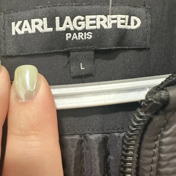 Karl Lagerfeld Mens Puffer Jacket Large Zip‎ Outerwear Nylon Designer Bomber